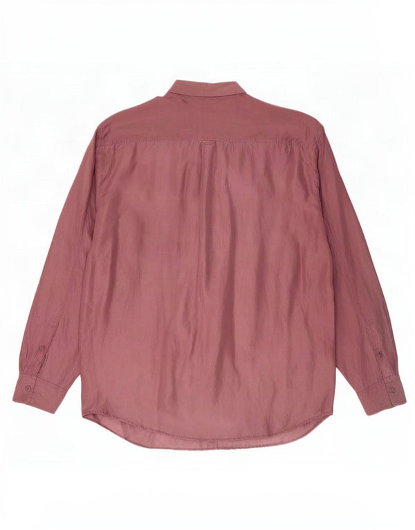 Camisa masculina vintage média de seda cor de vinho