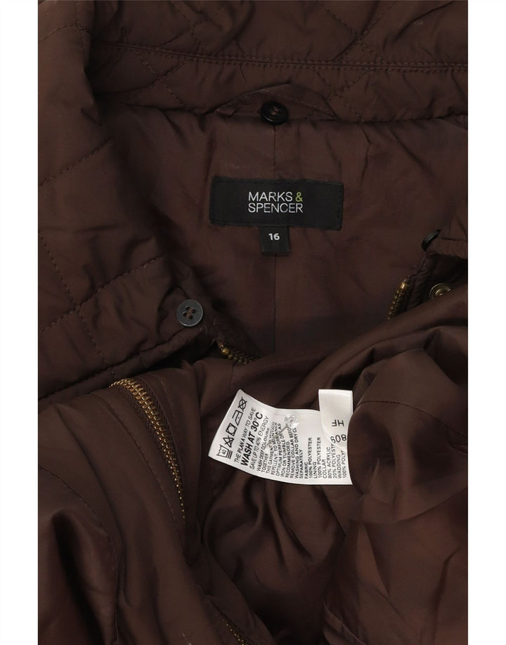 Jaqueta acolchoada feminina Marks & Spencer Reino Unido 16 grande poliéster marrom
