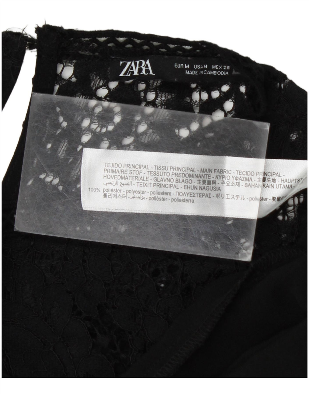 Vestido básico feminino de manga comprida Zara UK 14 poliéster floral preto médio