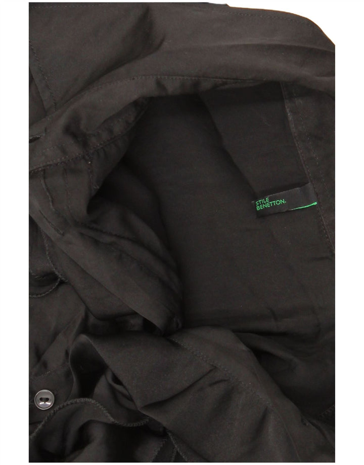 Camisa feminina Benetton com babados na frente Reino Unido 14 médio preto