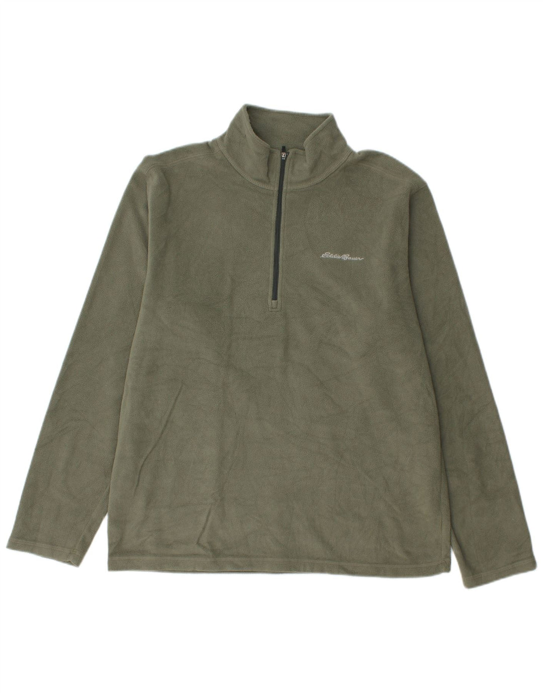 Eddie Bauer Suéter masculino de lã com zíper e gola média poliéster cáqui
