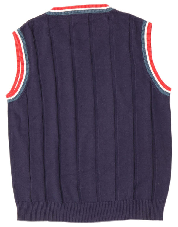 Fila Mens Vest Tank Top Grande Algodão Colourblock Azul Marinho