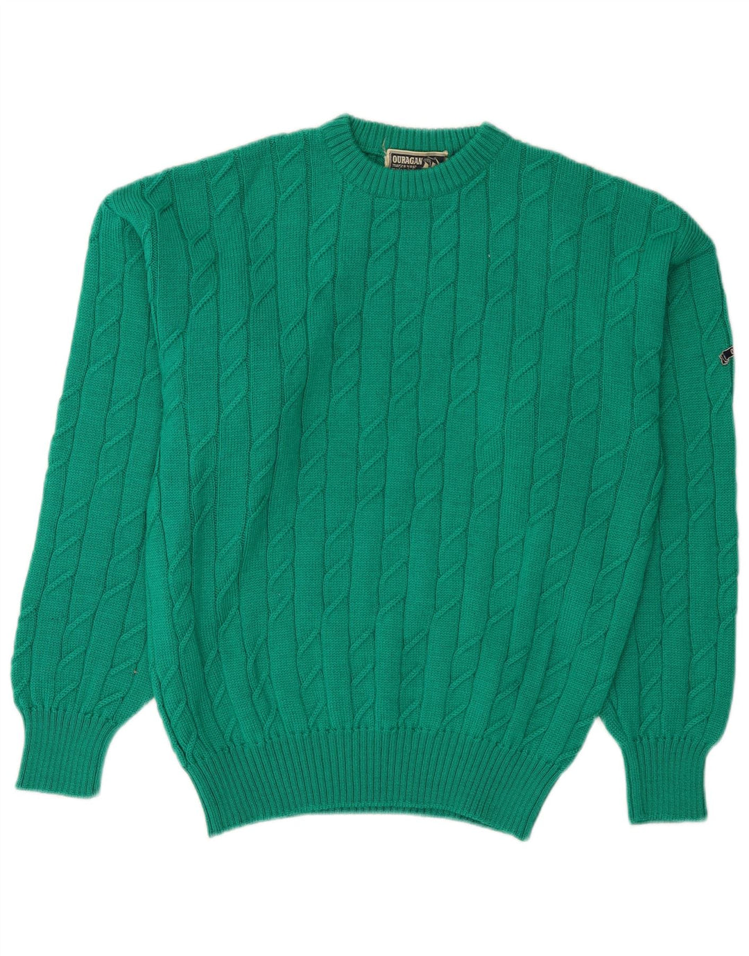 Suéter masculino Ouragan com gola redonda, pequeno, verde, lã nova