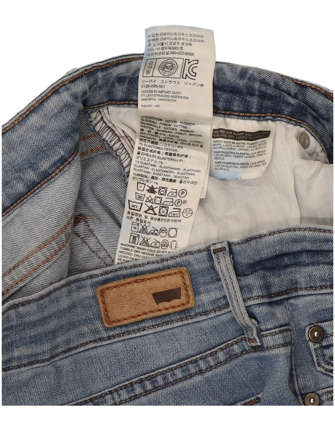 Jeans skinny feminino Levi's W30 L32 algodão azul