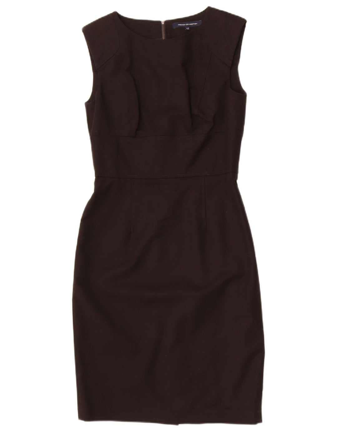 Vestido bainha feminino sem mangas French Connection Reino Unido 12 algodão preto médio