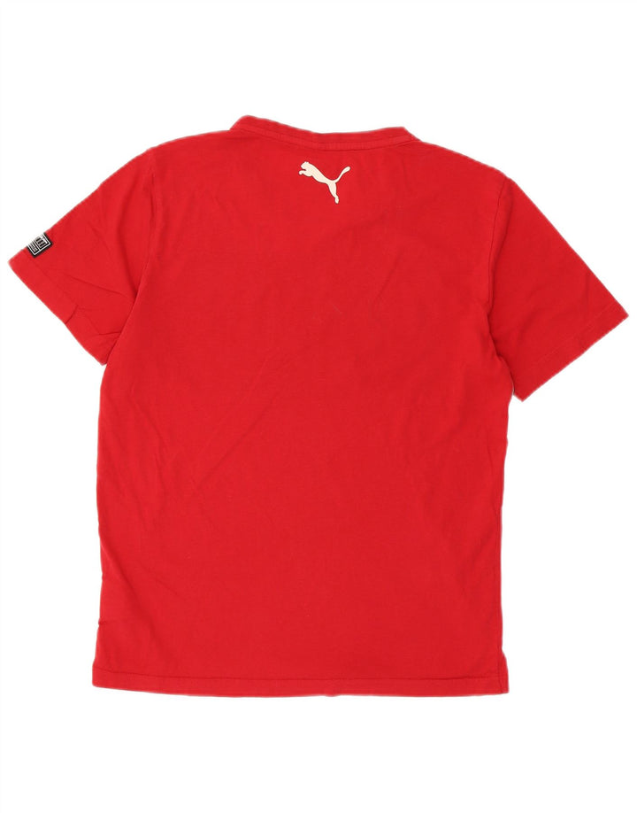 PUMA Mens Graphic T-Shirt Top Small Red Colourblock Cotton
