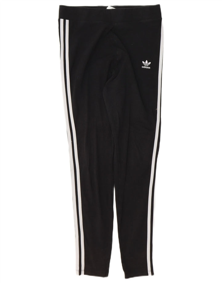 ADIDAS Womens Leggings UK 16 Grande Algodão Preto