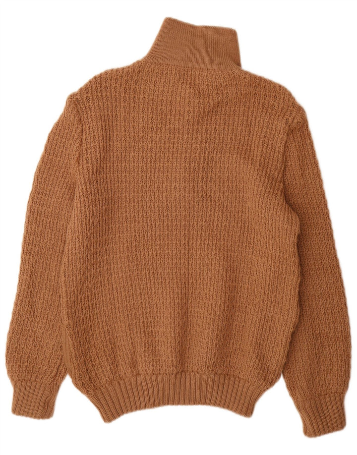 Suéter masculino vintage com gola e botão marrom médio