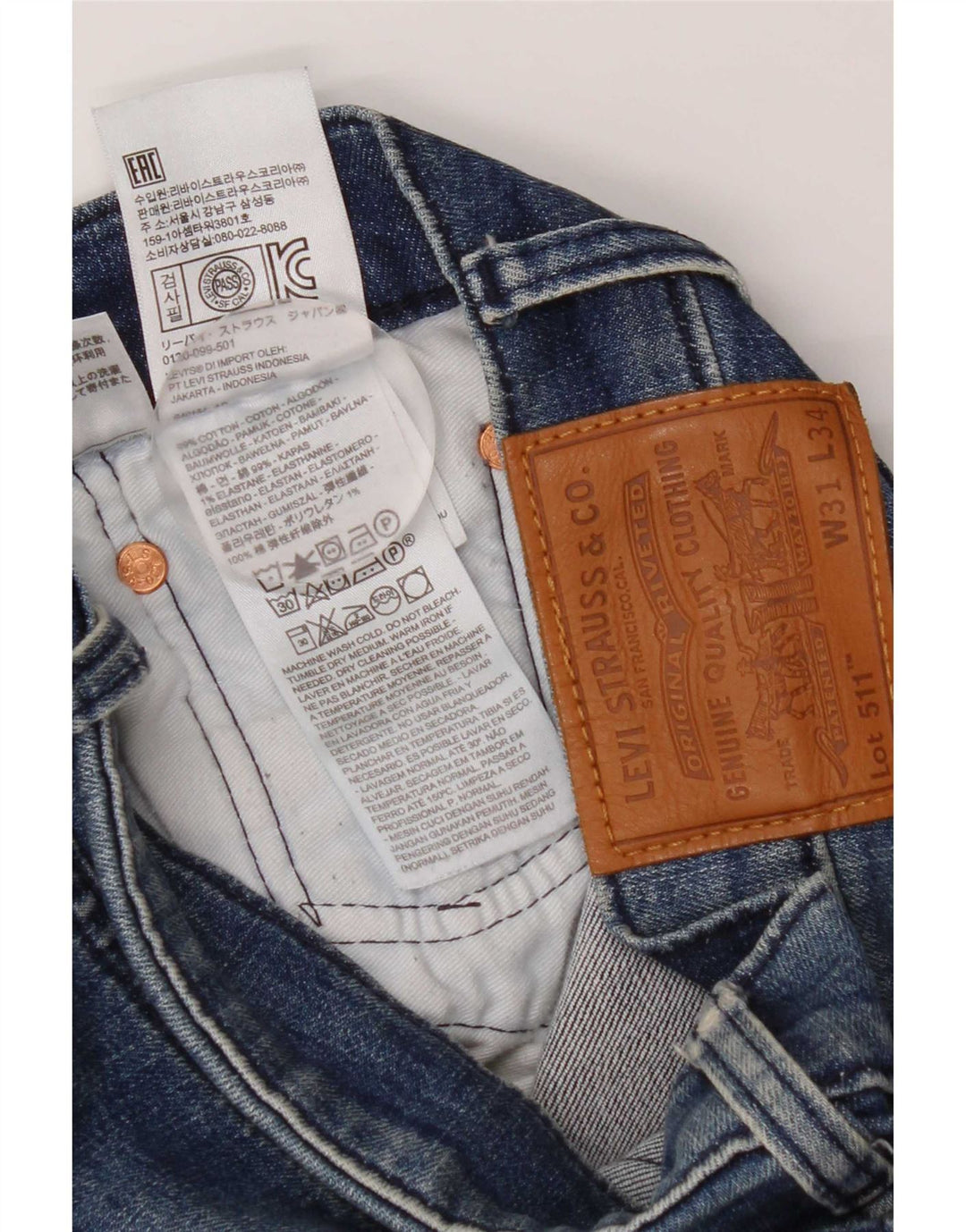 Levi's Masculino 511 Slim Jeans W31 L34 Azul Algodão
