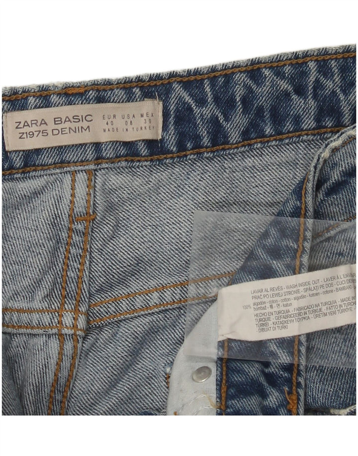 Calça jeans feminina ZARA com corte desgastado e perna larga EU 40 médio W30 L25 azul