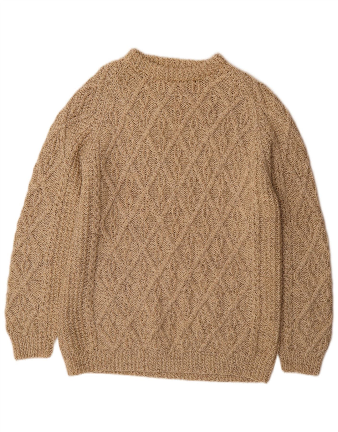 Suéter masculino vintage com gola redonda, médio bege geométrico