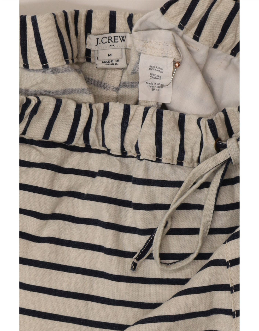 J. CREW Hot Pants feminino médio W30 linho listrado branco