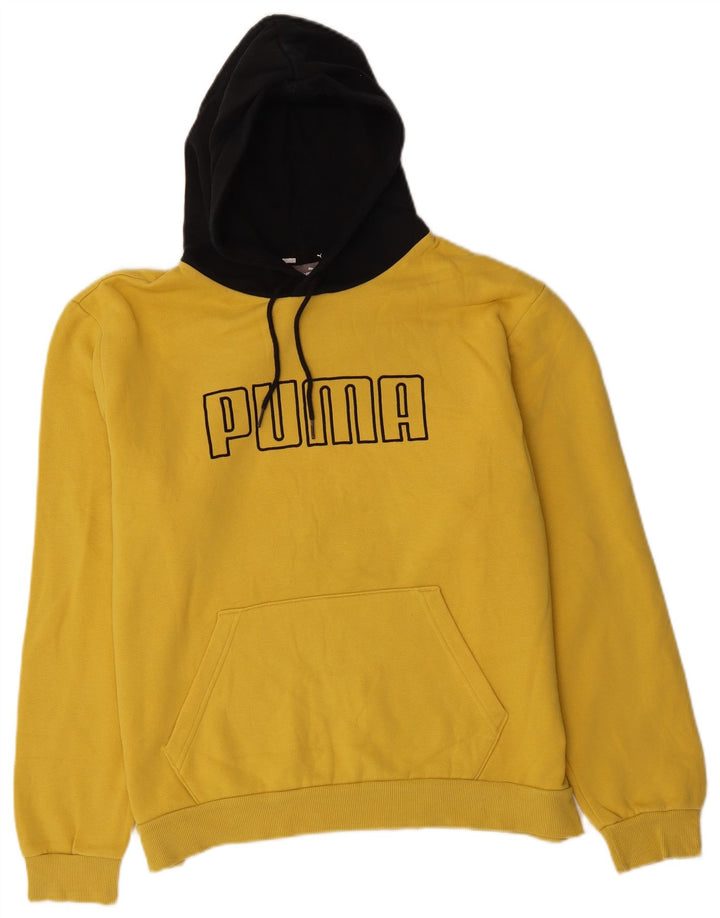 Suéter com capuz gráfico masculino PUMA grande algodão colorido amarelo