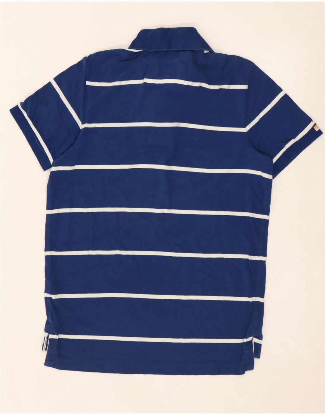 Camisa polo masculina SUPERDRY com listras azuis médias de algodão