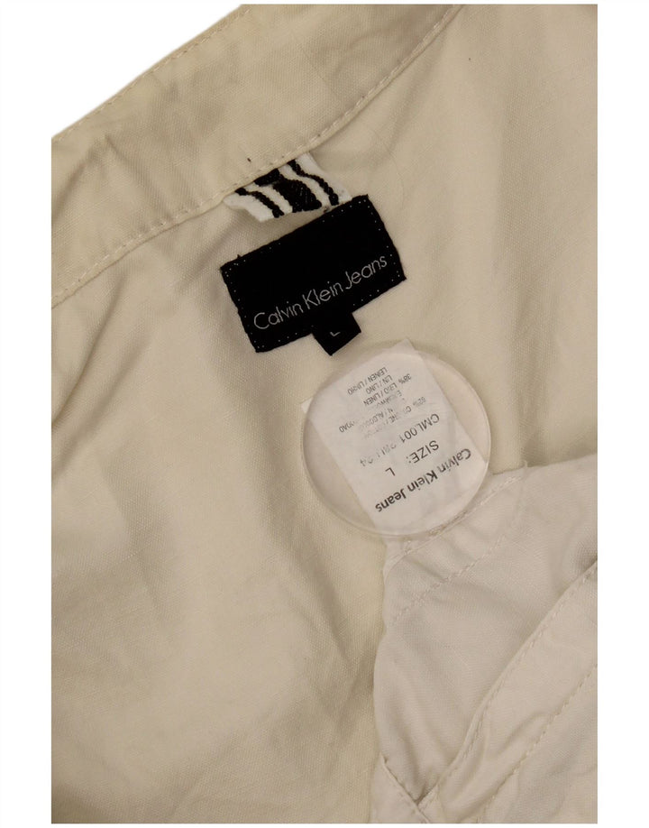 Jaqueta utilitária feminina Calvin Klein Jeans UK 16 grande algodão branco