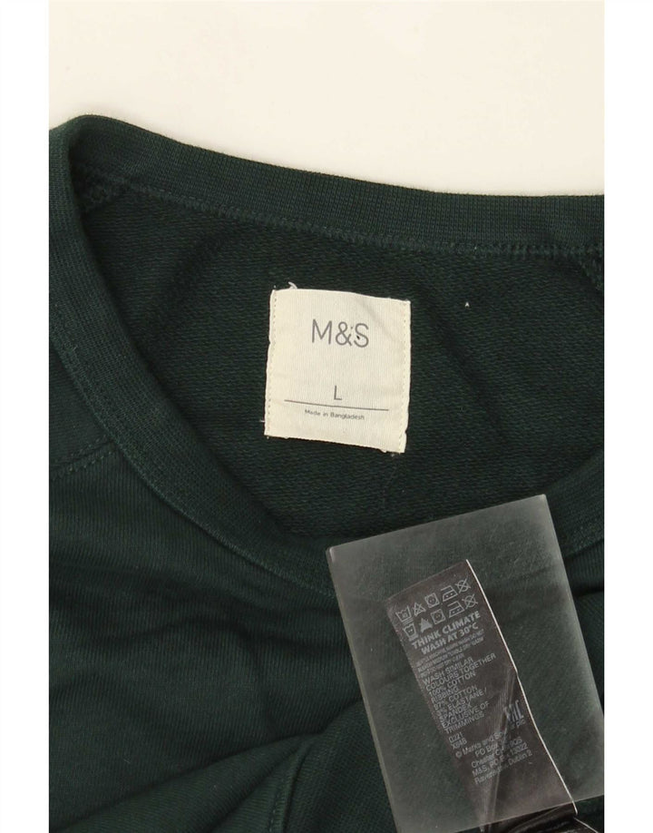 Suéter masculino Marks & Spencer grande algodão verde
