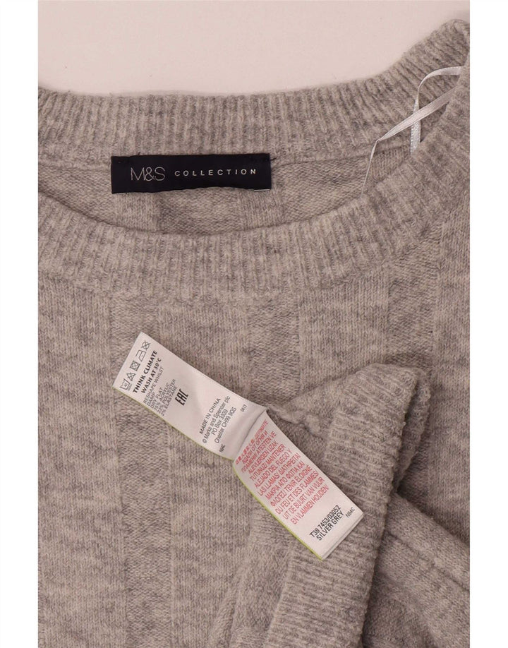 Suéter feminino Marks & Spencer grande com gola canoa Reino Unido 10 pequeno cinza