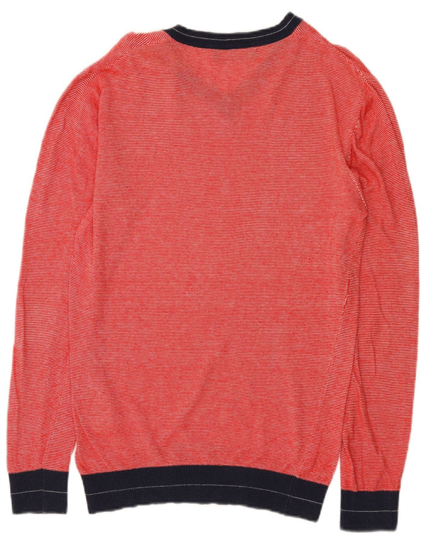 Zara Suéter masculino com decote em V grande viscose colorblock vermelho