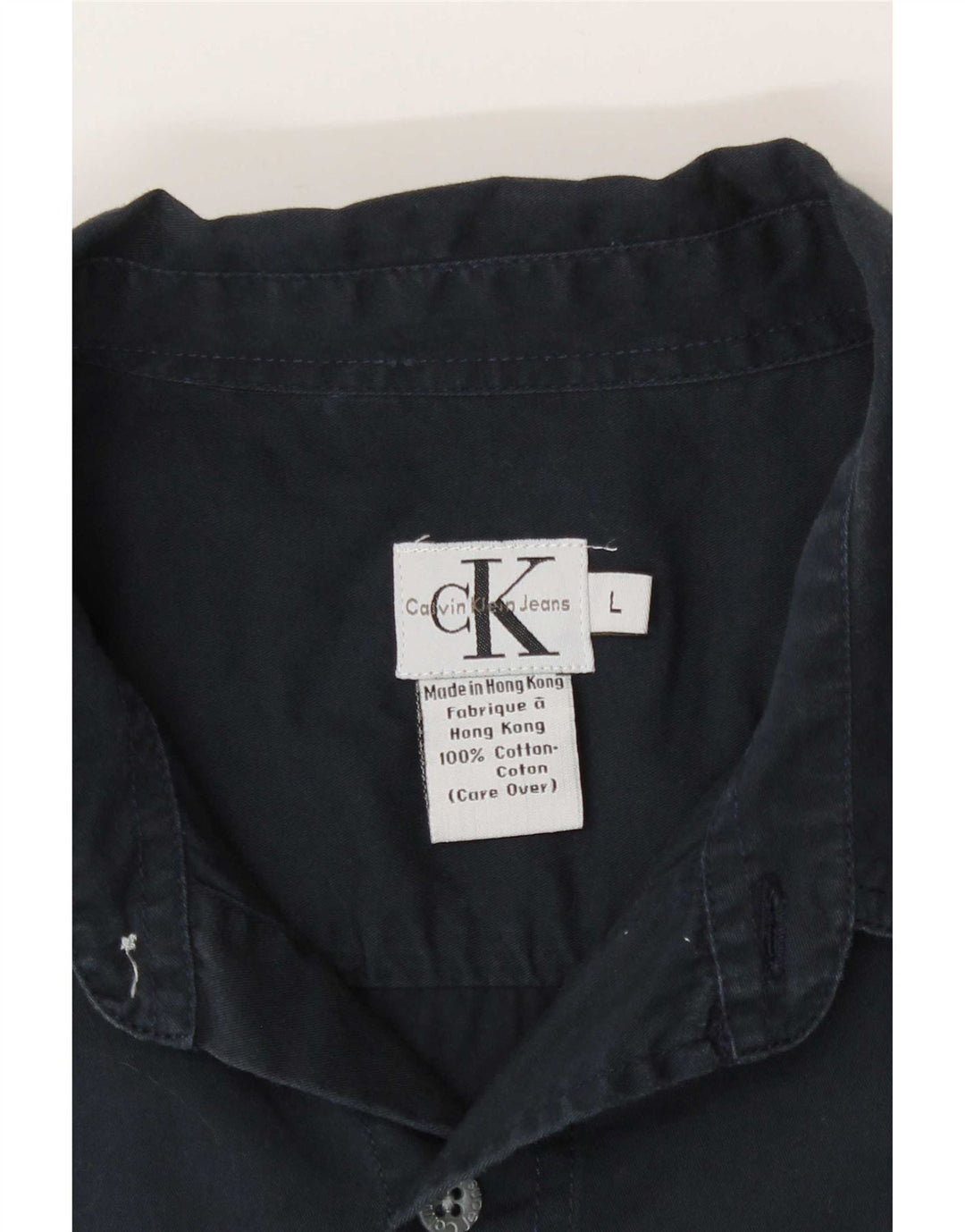 Camisa masculina Calvin Klein Jeans grande algodão azul marinho