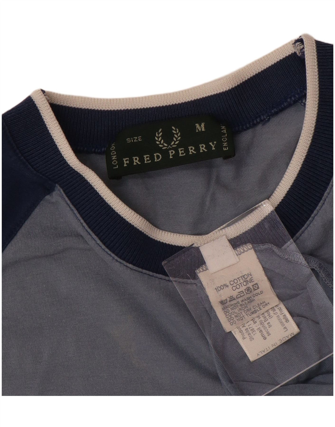 Camiseta gráfica masculina FRED PERRY Top bloco colorido azul médio