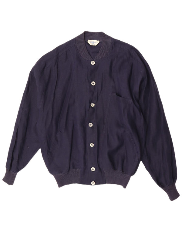 Avon Celli Mens Loose Fit Bomber Jacket IT 46 Pequeno Linho Azul Marinho