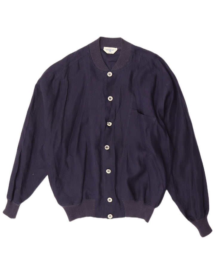 Avon Celli Mens Loose Fit Bomber Jacket IT 46 Pequeno Linho Azul Marinho