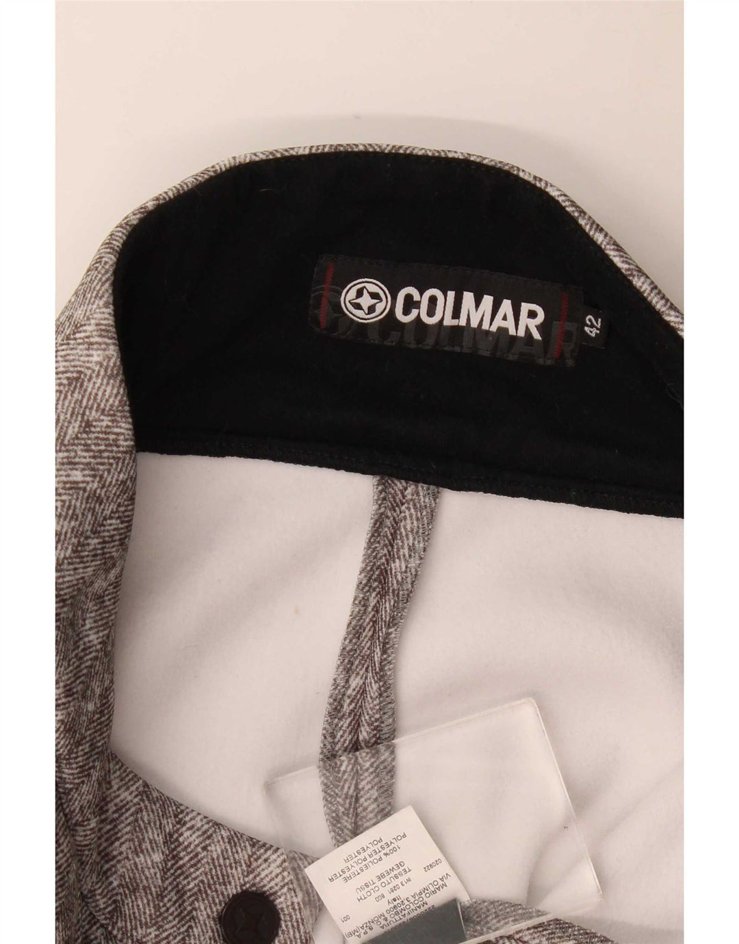 Calça casual feminina Colmar estribo IT 42 médio W30 L30 cinza espinha de peixe