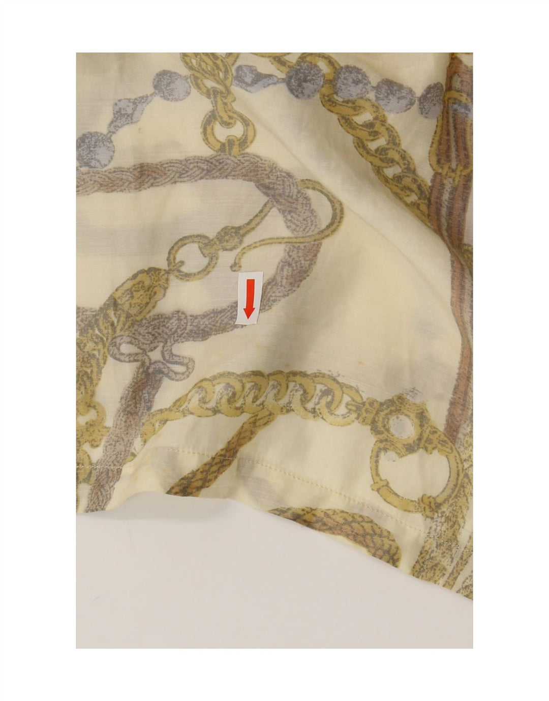 Blusa feminina VINTAGE com padrão abstrato Reino Unido 16 grande bege acrílico