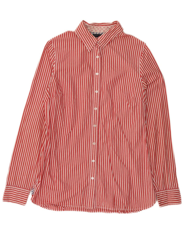 Camisa feminina Tommy Hilfiger US 10 grande algodão listrado vermelho