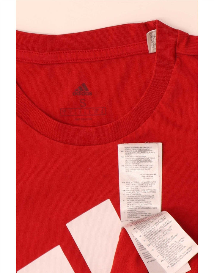 Adidas Mens Graphic T-Shirt Top Pequeno Algodão Vermelho
