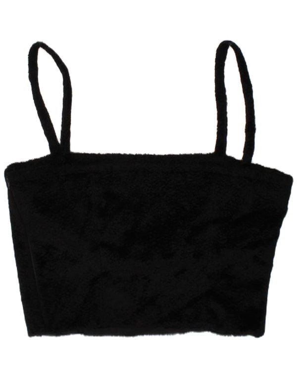 Mariella Burani Top feminino Amuleti Crop UK 14 médio preto viscose