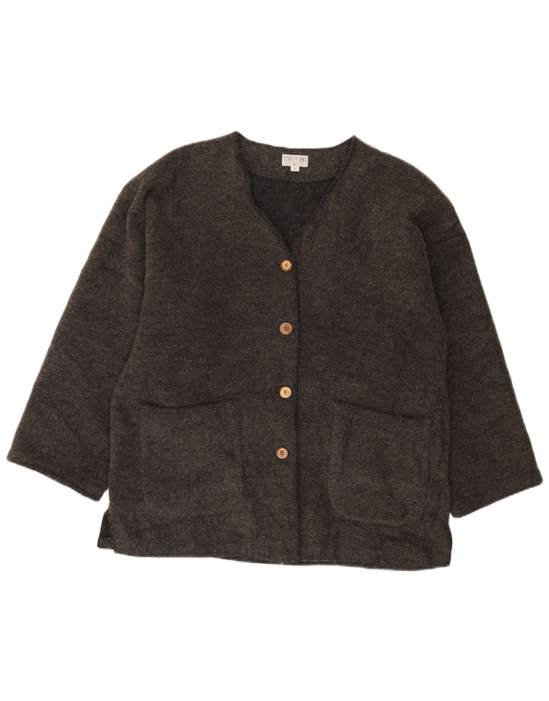 Jaqueta blazer feminina de grandes dimensões com 4 botões Street One EU 36 pequena lã cinza