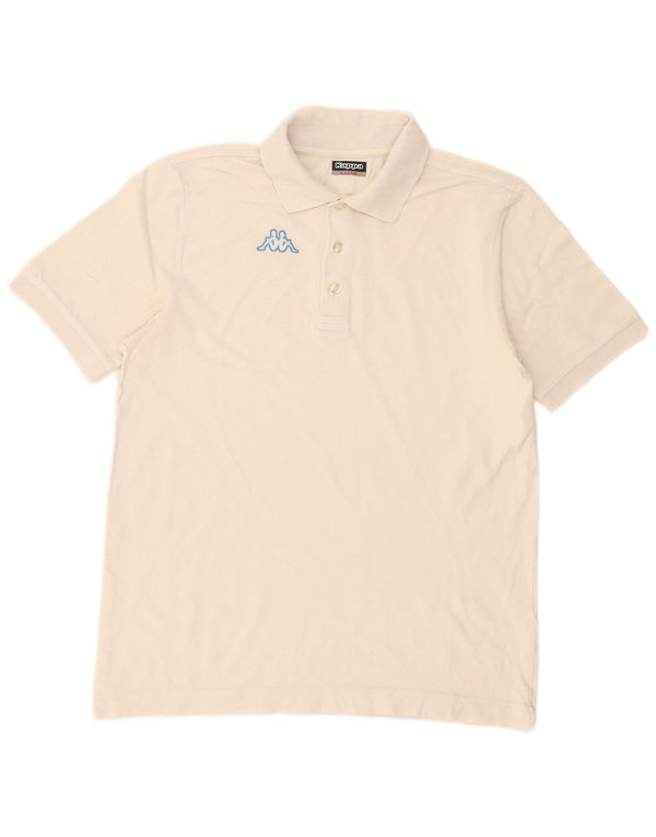 Camisa polo masculina Kappa gráfica grande algodão branco