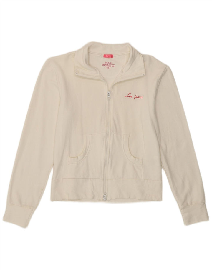 Lee Womens Tracksuit Top Jacket UK 10 Pequeno Algodão Branco