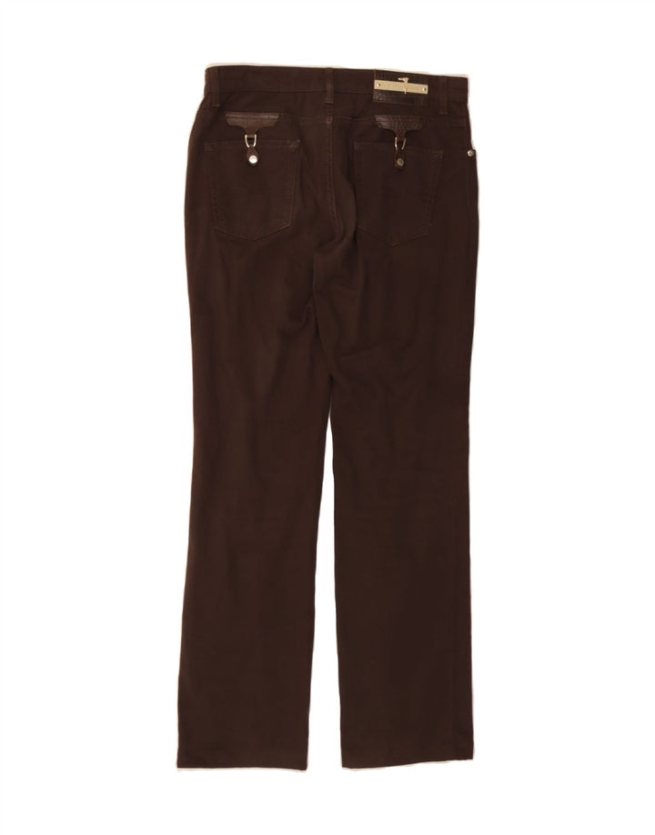 TRUSSARDI Womens Straight Casual Trousers W28 L30 Brown Cotton Vintage Trussardi and Second-Hand Trussardi from Messina Hembry 