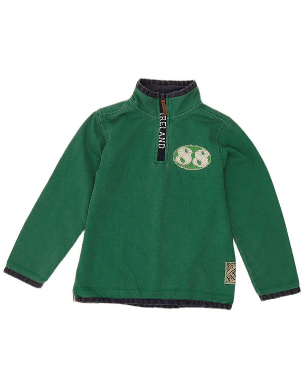 Moletom com capuz Fat Face Boys Ireland gráfico com zíper e gola 7-8 anos verde