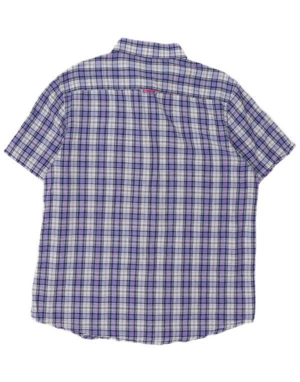 Camisa masculina de manga curta Classic Fit XL Blue Check Cotton