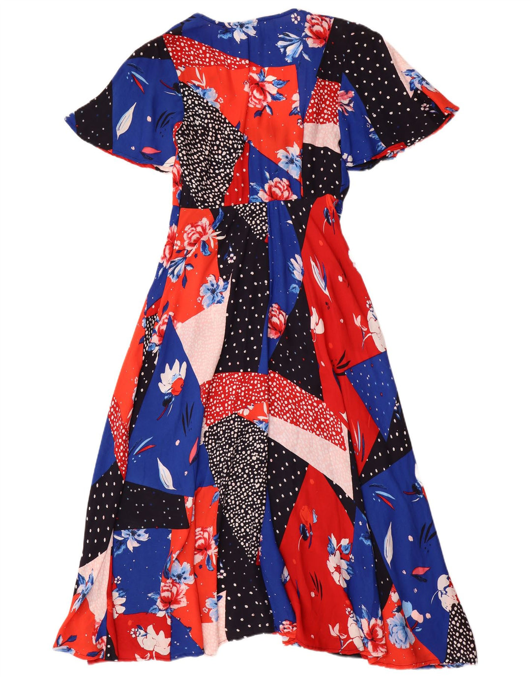 Vestido maxi feminino Monsoon UK 8 pequeno patchwork multicolorido viscose