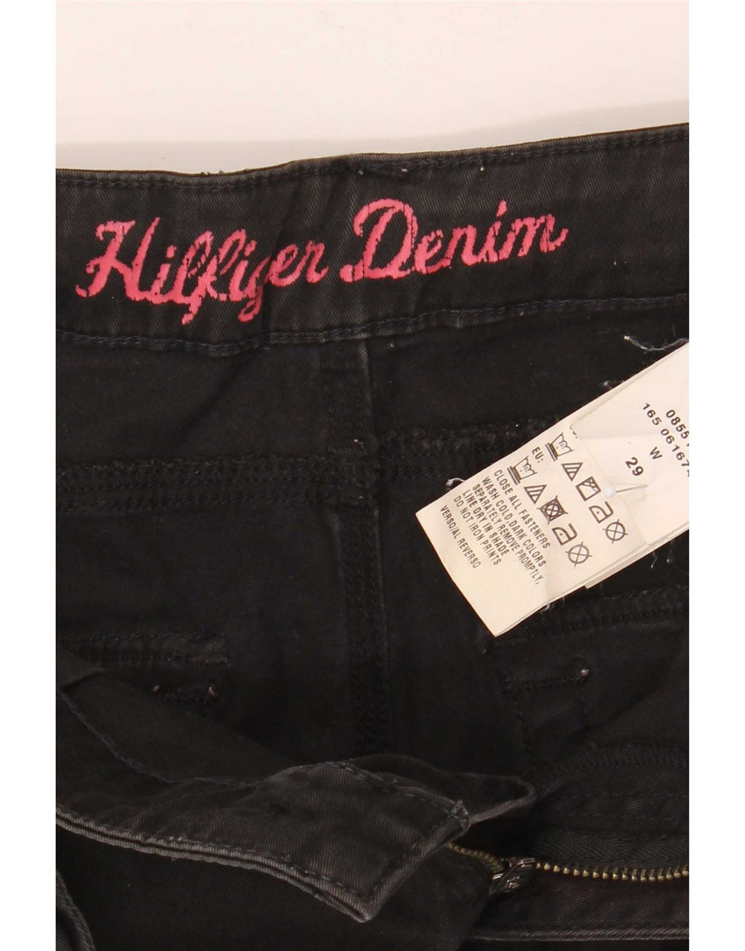 Shorts Chino feminino Tommy Hilfiger Pegged W29 médio preto algodão