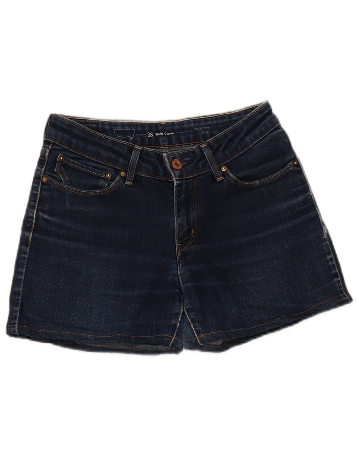 Shorts jeans feminino Bold Curve da Levi's W28 algodão azul marinho médio