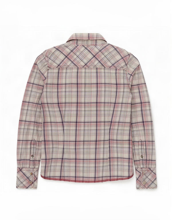 Camisa formal feminina Tommy Hilfiger Reino Unido 10 pequena xadrez branca de algodão