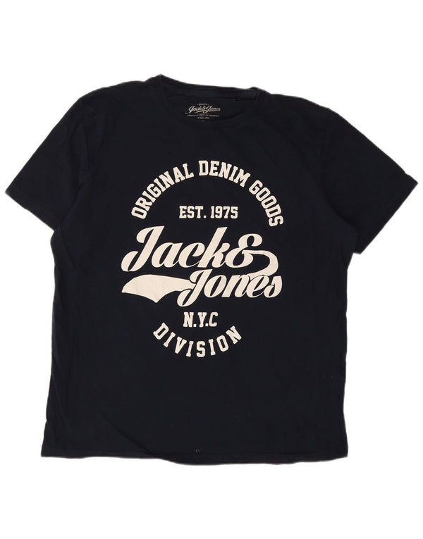 Camiseta gráfica masculina Jack & Jones Top 2XL Azul marinho