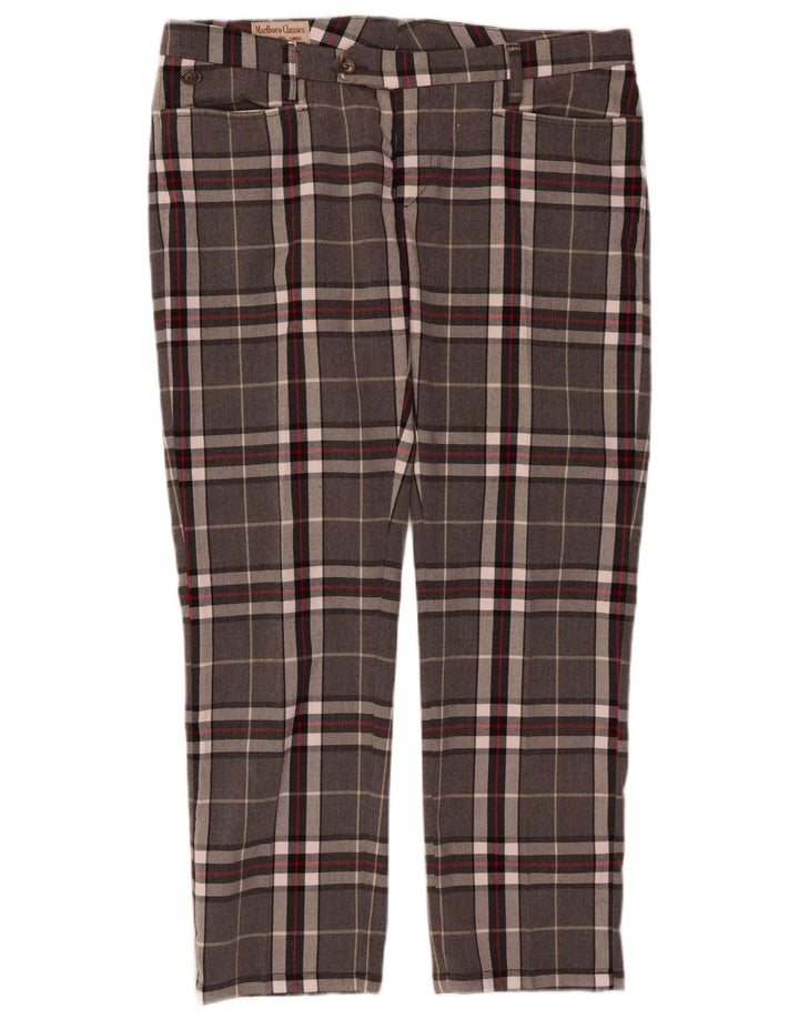 MARLBORO CLASSICS Calça feminina reta casual W34 L27 xadrez cinza