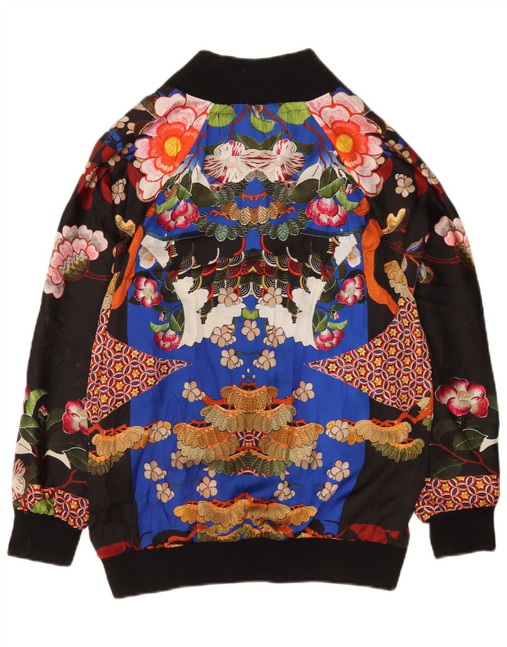 Zara Womens Oversized Bomber Jacket UK 10 pequeno floral multicolorido
