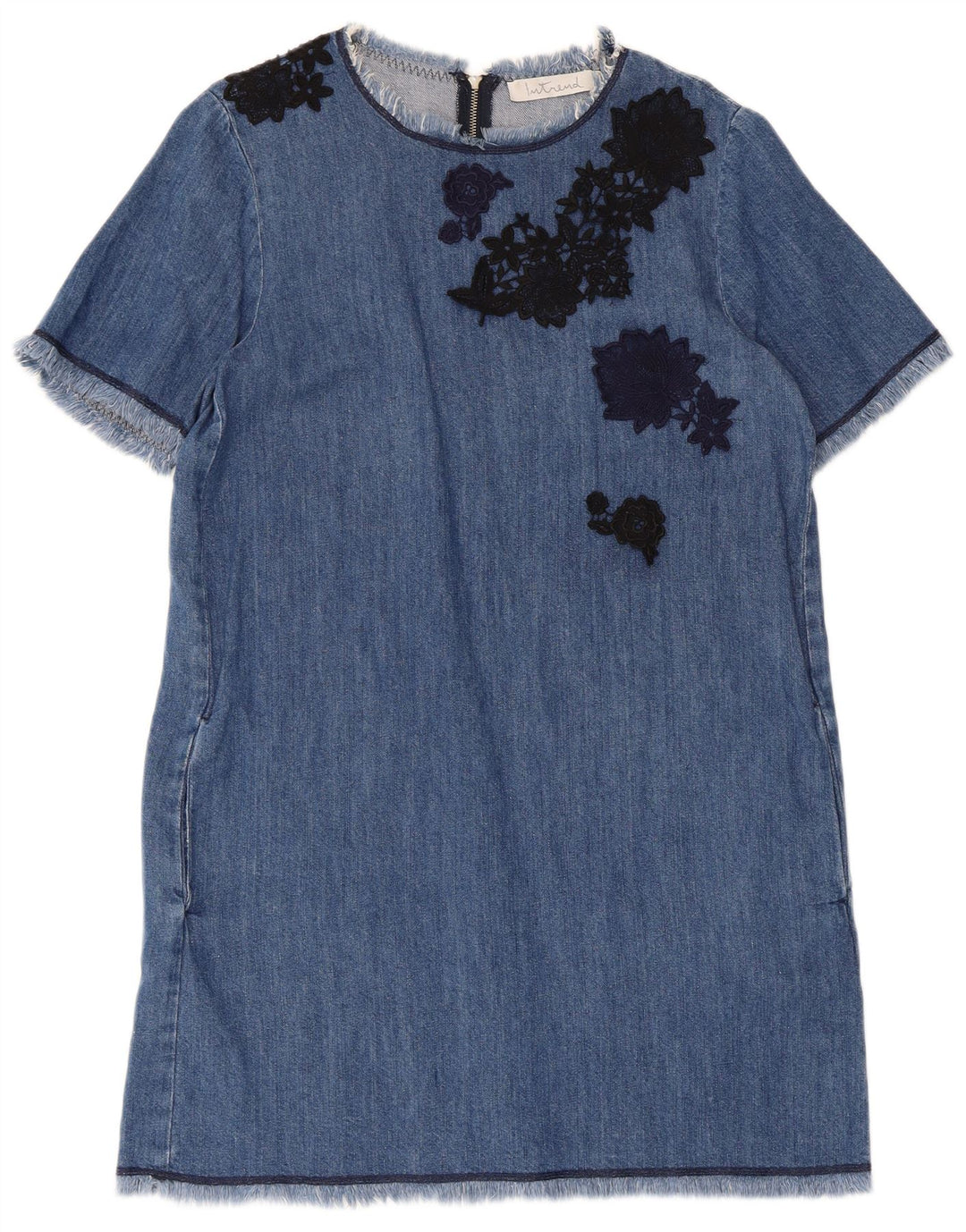 Vestido jeans feminino Intrend UK 14 azul médio floral