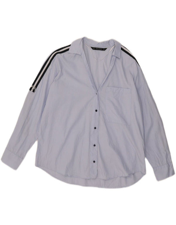 Camisa oversized feminina Zara UK 6 XS algodão azul