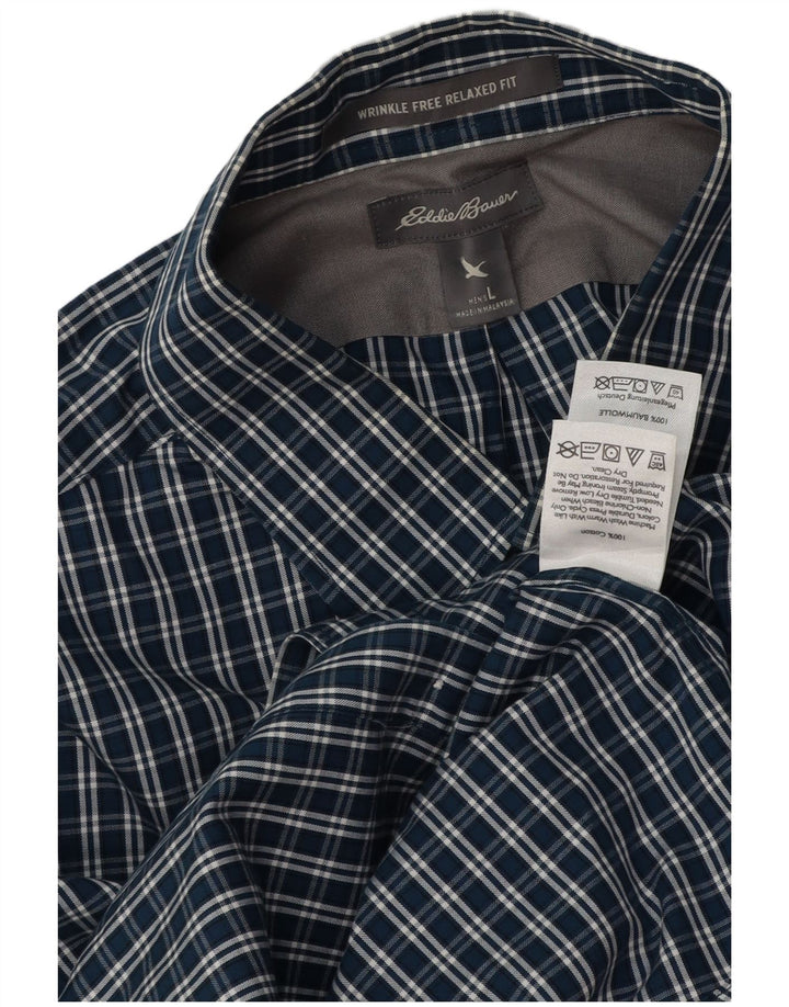 Camisa masculina Eddie Bauer de ajuste relaxado grande algodão azul marinho