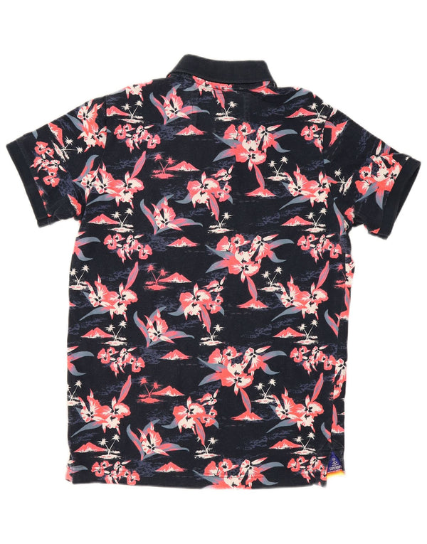 Camisa polo masculina Superdry XL azul marinho floral algodão