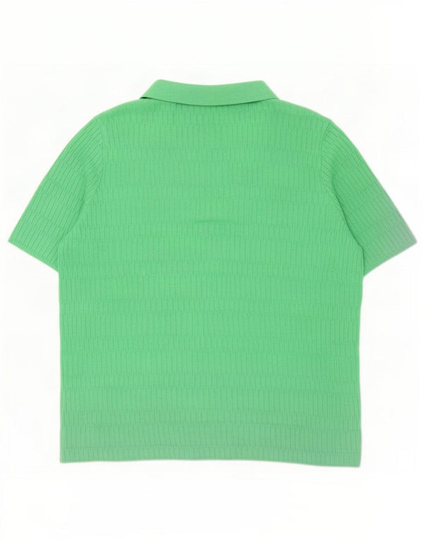Camisa polo feminina Marks & Spencer UK 16 grande viscose verde