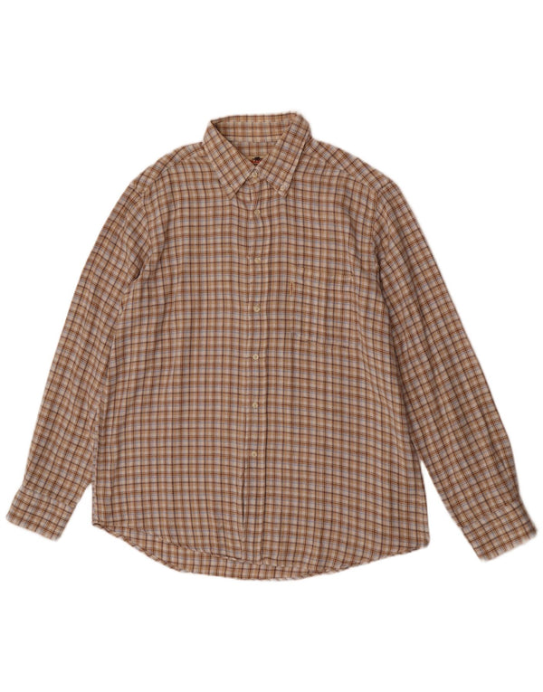 Camisa masculina de flanela Charro XL algodão xadrez bege